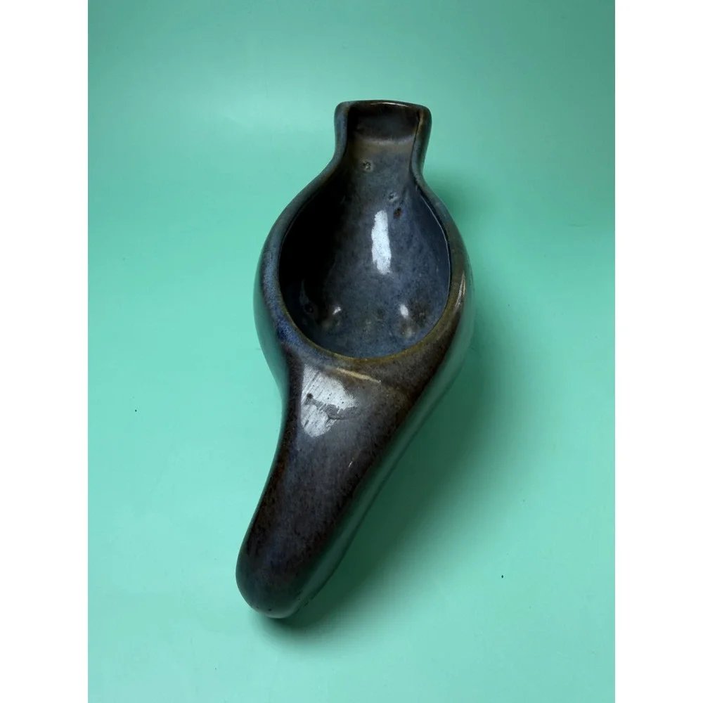 Vintage Smoky Mountain Tennessee Pottery Pigeon Bird Planter Feet MCM Blue Drip - Picture 3 of 9